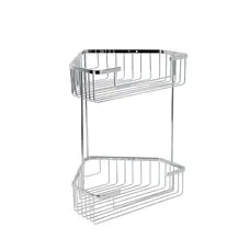 Полочка в ванную угловая на 2 яруса 250 * 250 мм Germece 335-1, полированная нержавейка