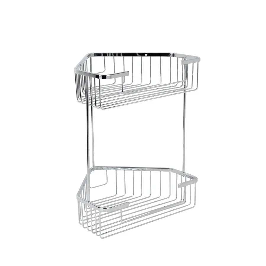 Полочка в ванную угловая на 2 яруса 250 * 250 мм Germece 335-1, полированная нержавейка