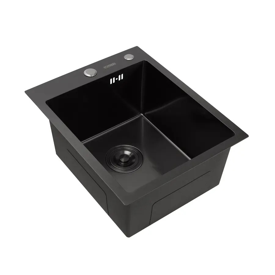Кухонная мойка Platinum Handmade PVD черная 40 * 50/220 3,0 / 1,5 мм корзина и дозатор в комплекте