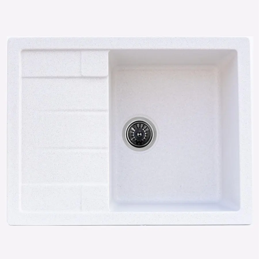 Гранитная мойка для кухни Platinum 6550 LOTOS глянец Белая в точку