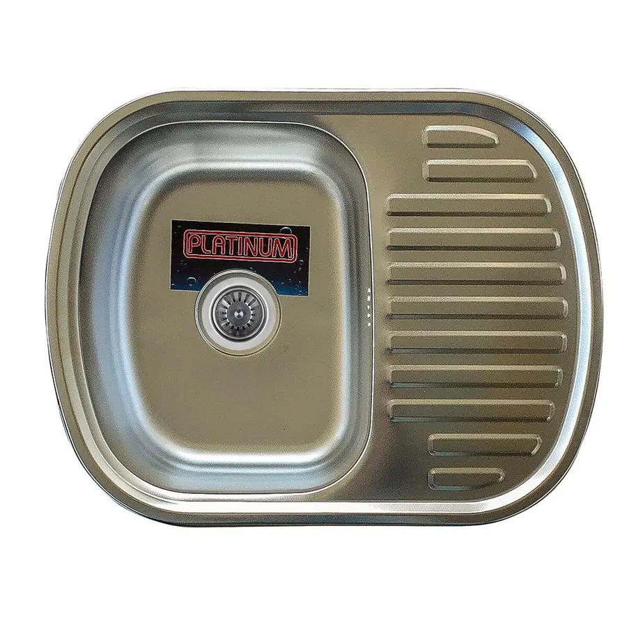 Кухонна мийка з нержавіючої сталі Platinum 6349 ДЕКОР 0,8 / 180