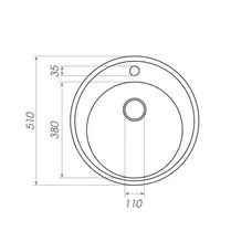 Гранитная мойка для кухни Platinum 510 мм х 180 мм х 510 мм YARA глянец белая в точку