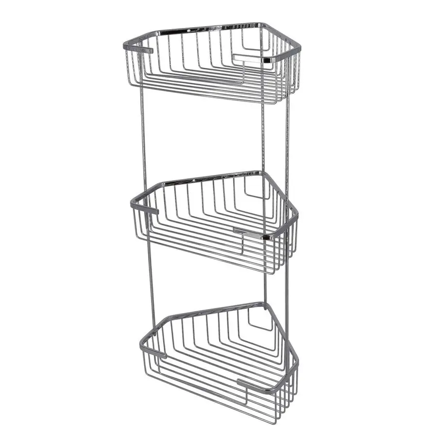 Полочка в ванную угловая на 3 яруса 250 * 250 мм Germece 335-2, полированная нержавейка