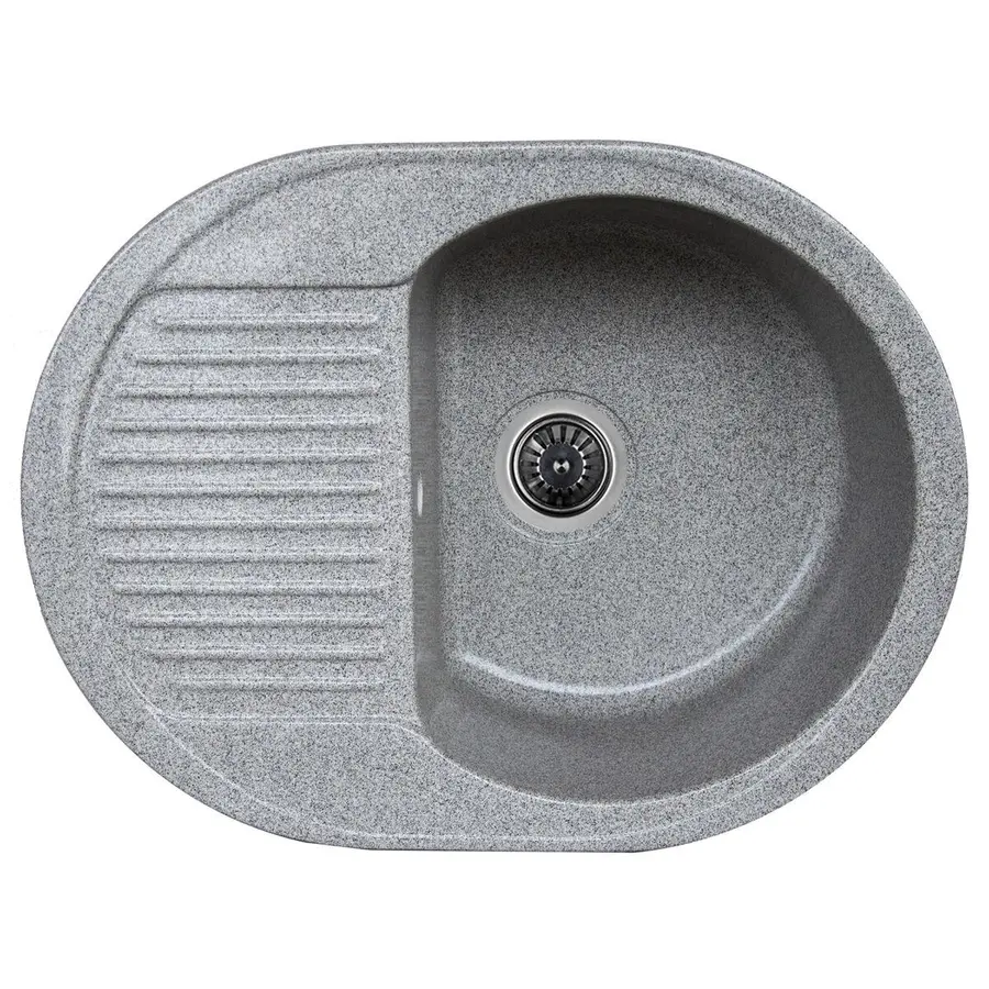 Гранитная мойка для кухни Platinum 6247 BORA глянец Серый металлик