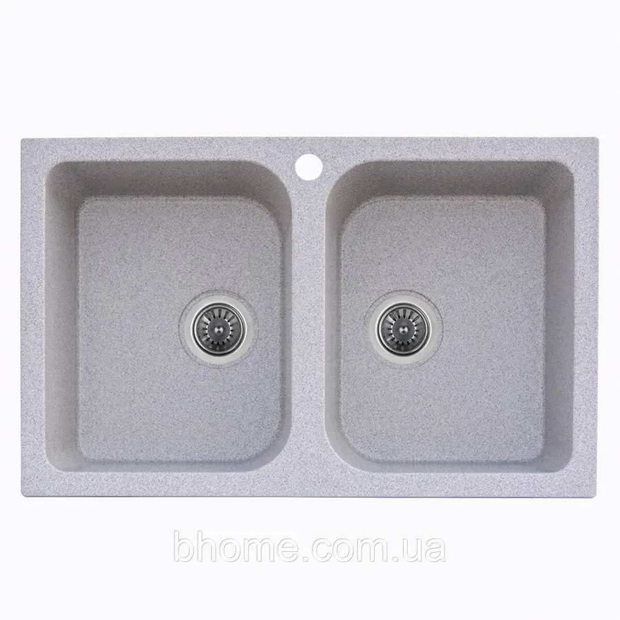 Гранітна мийка для кухні Platinum 7648W TWIN глянець Сіра