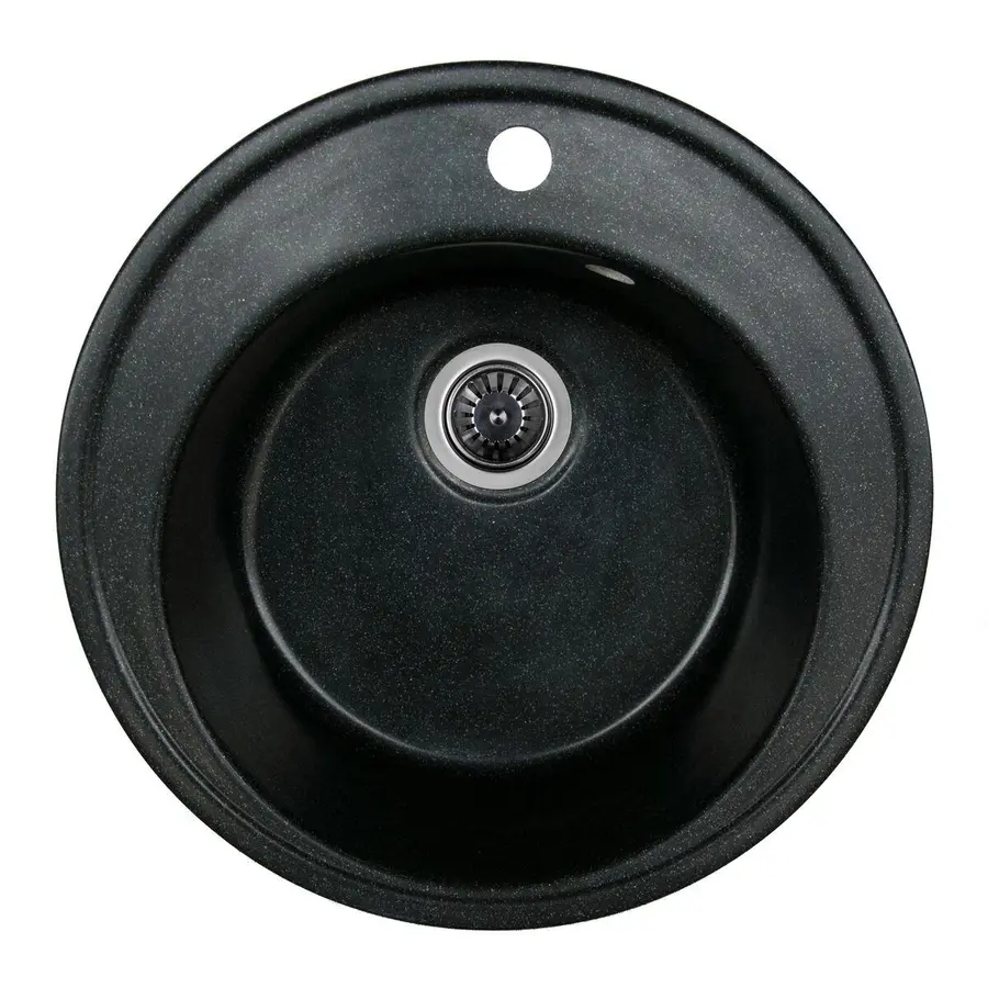 Гранитная мойка для кухни Platinum 510 мм х 180 мм х 510 мм YARA глянец черная