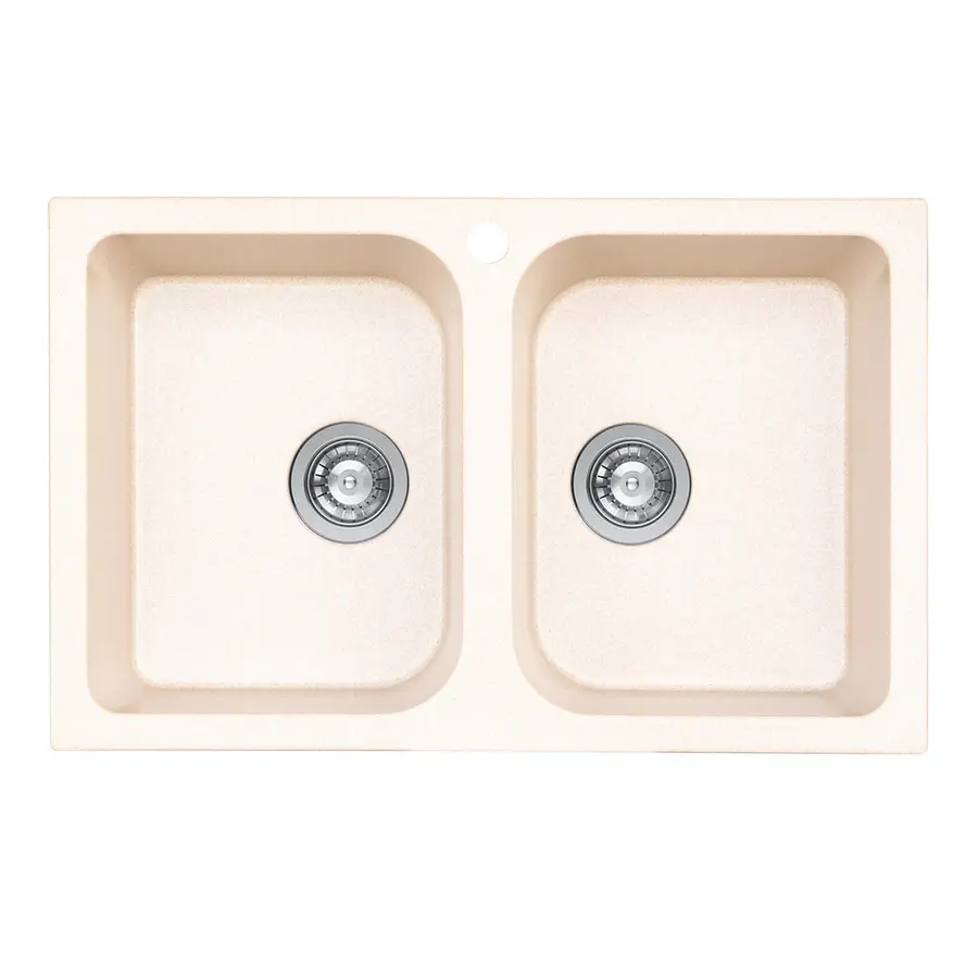 Гранітна мийка для кухні Platinum 7648W TWIN глянець сафарі