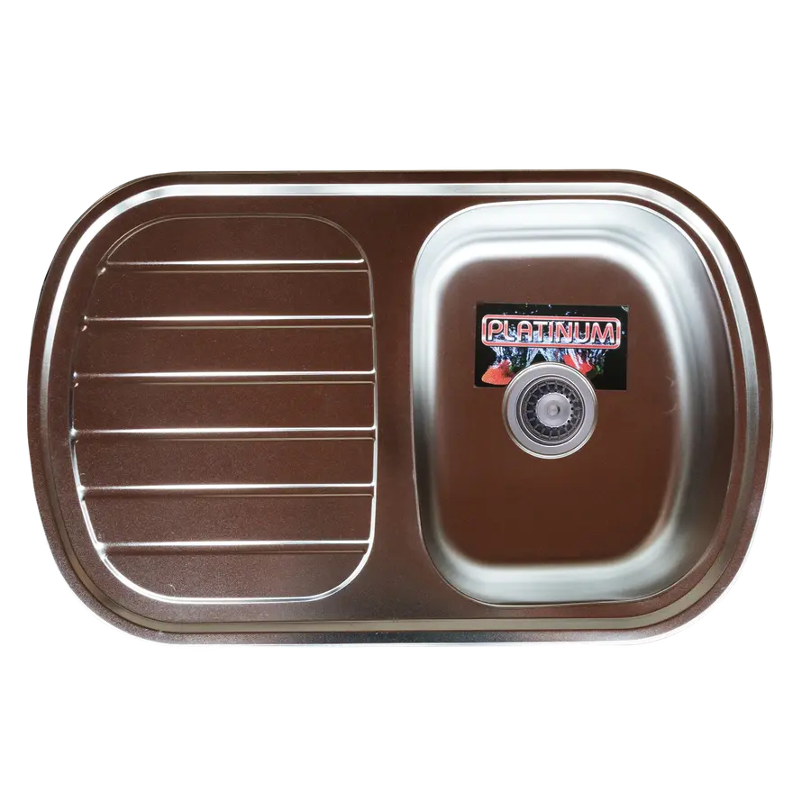 Кухонна мийка з нержавіючої сталі Platinum 7749 ДЕКОР 0,8 / 180