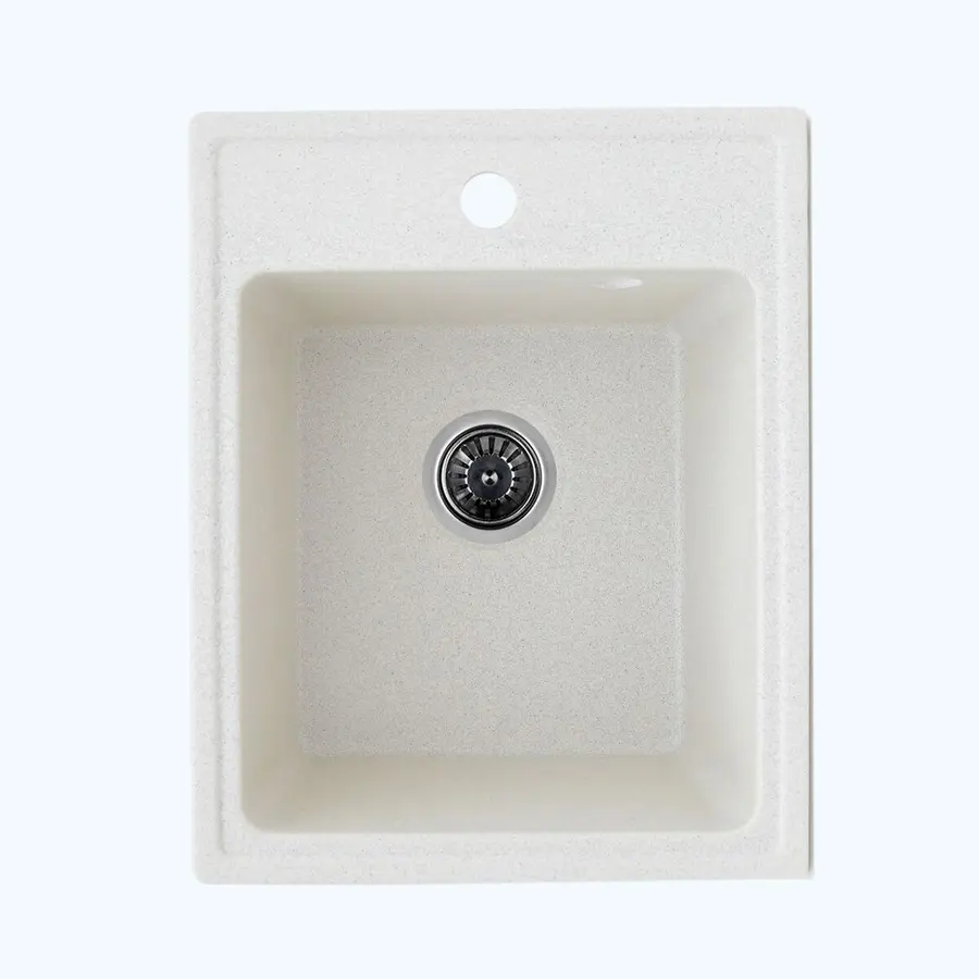 Гранитная мойка для кухни Platinum 400 мм х 200 мм х 500 мм RUBY глянец белая в точку