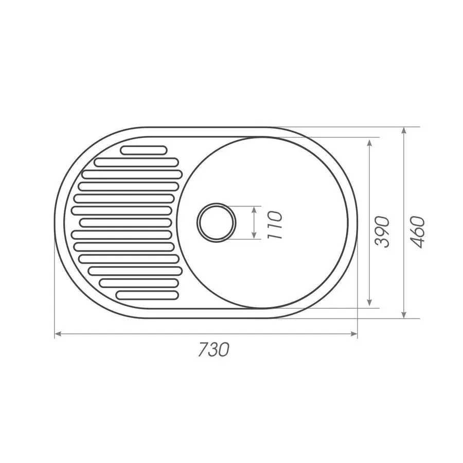Гранитная мойка для кухни Platinum 730 мм х 180 мм х 460 мм ASTORIA глянец Серая