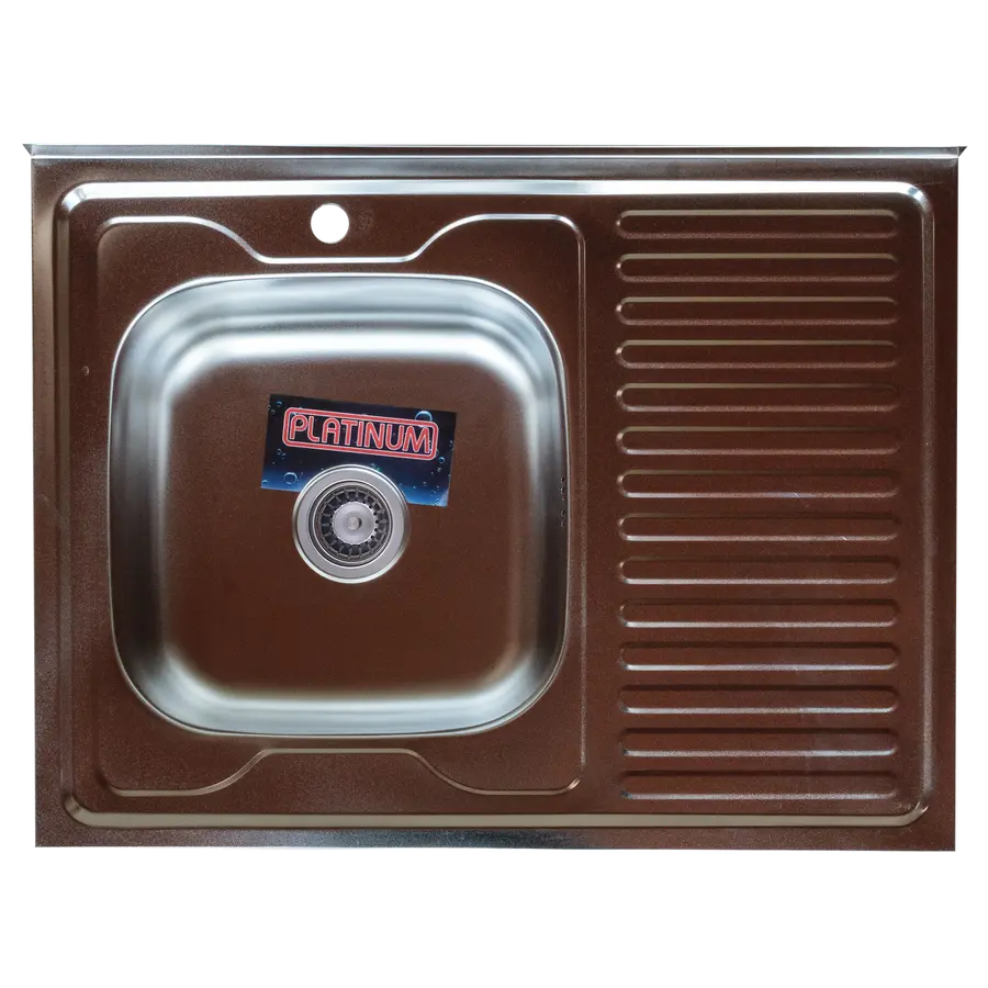 Кухонна мийка із нержавіючої сталі Platinum 8060 L ДЕКОР 0,7 / 160