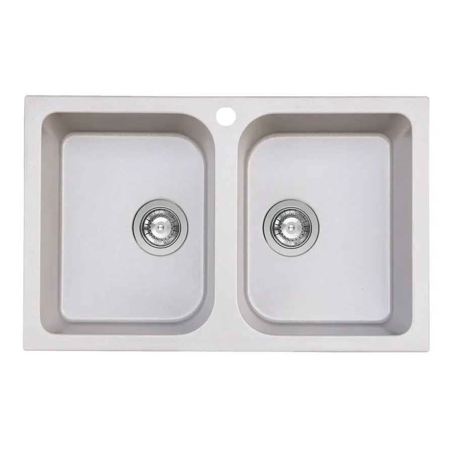 Гранітна мийка для кухні Platinum 7648W TWIN глянець Сірий металік