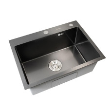 Кухонная мойка Platinum Handmade PVD черная 58 * 43/220 3,0 / 1,5 мм корзина и дозатор в комплекте