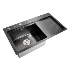 Кухонная мойка Platinum Handmade PVD черная 78 * 43/220 L 3,0 / 1,5 мм корзина и дозатор в комплекте