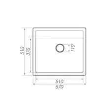 Гранітна мийка для кухні Platinum 5751 NIKA глянець Чорна
