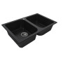 Гранітна мийка для кухні Platinum TWIN чорний металік 7648 подвійна