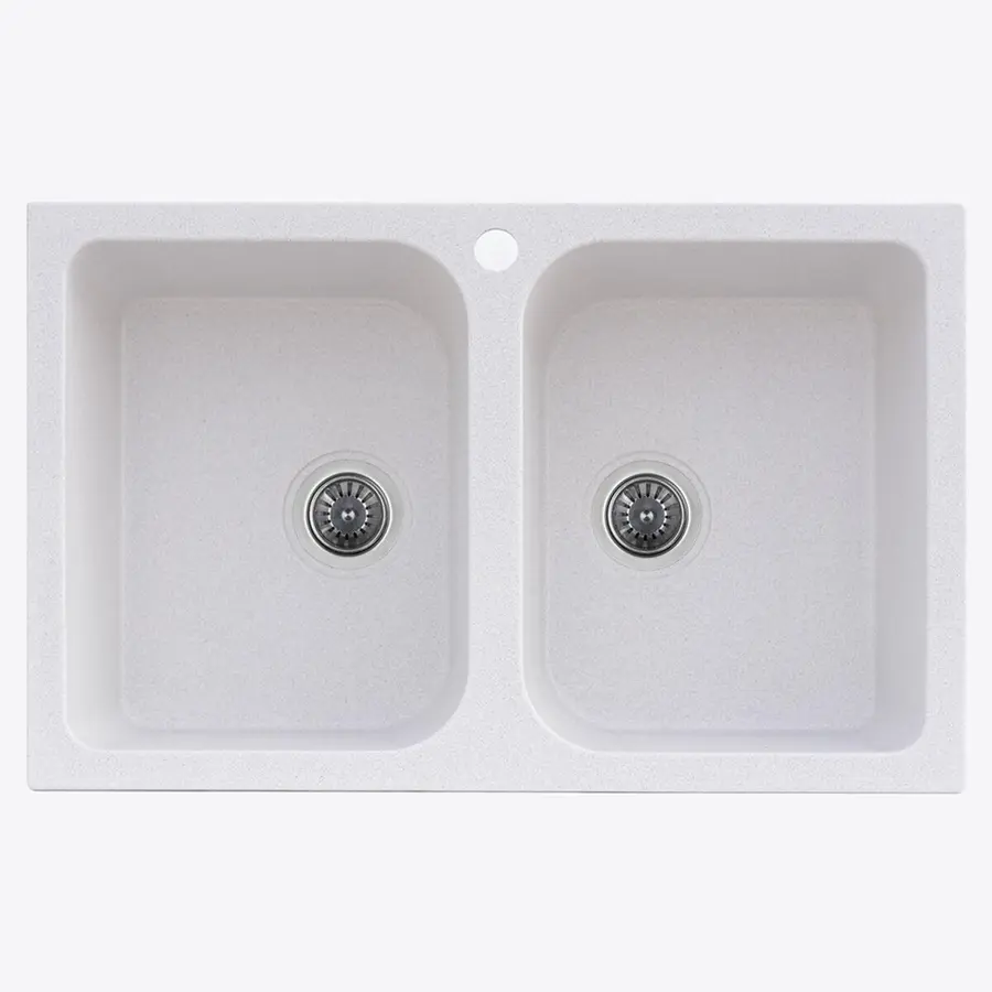 Гранітна мийка для кухні Platinum 7648W TWIN глянець топаз