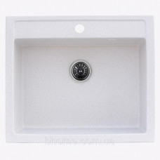 Гранітна мийка для кухні Platinum 5850 IRENA глянець Біла в точку