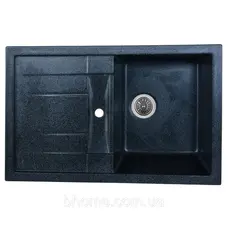 Гранітна мийка для кухні Platinum 7850 PRETSO глянець Антрацит