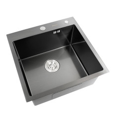 Кухонная мойка Platinum Handmade PVD черная 50 * 50/220 3,0 / 1,5 мм корзина и дозатор в комплекте