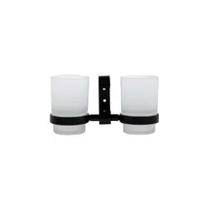 Стаканы для зубных щеток черные Germece 5508PL, стекло и алюминий