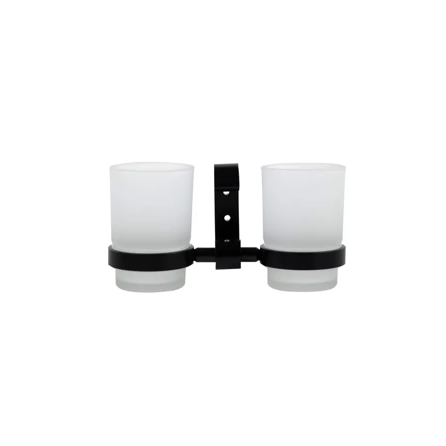 Стаканы для зубных щеток черные Germece 5508PL, стекло и алюминий