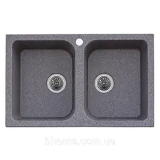 Гранітна мийка для кухні Platinum 7648W TWIN глянець Антрацит