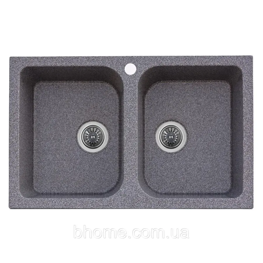 Гранітна мийка для кухні Platinum 7648W TWIN глянець Антрацит