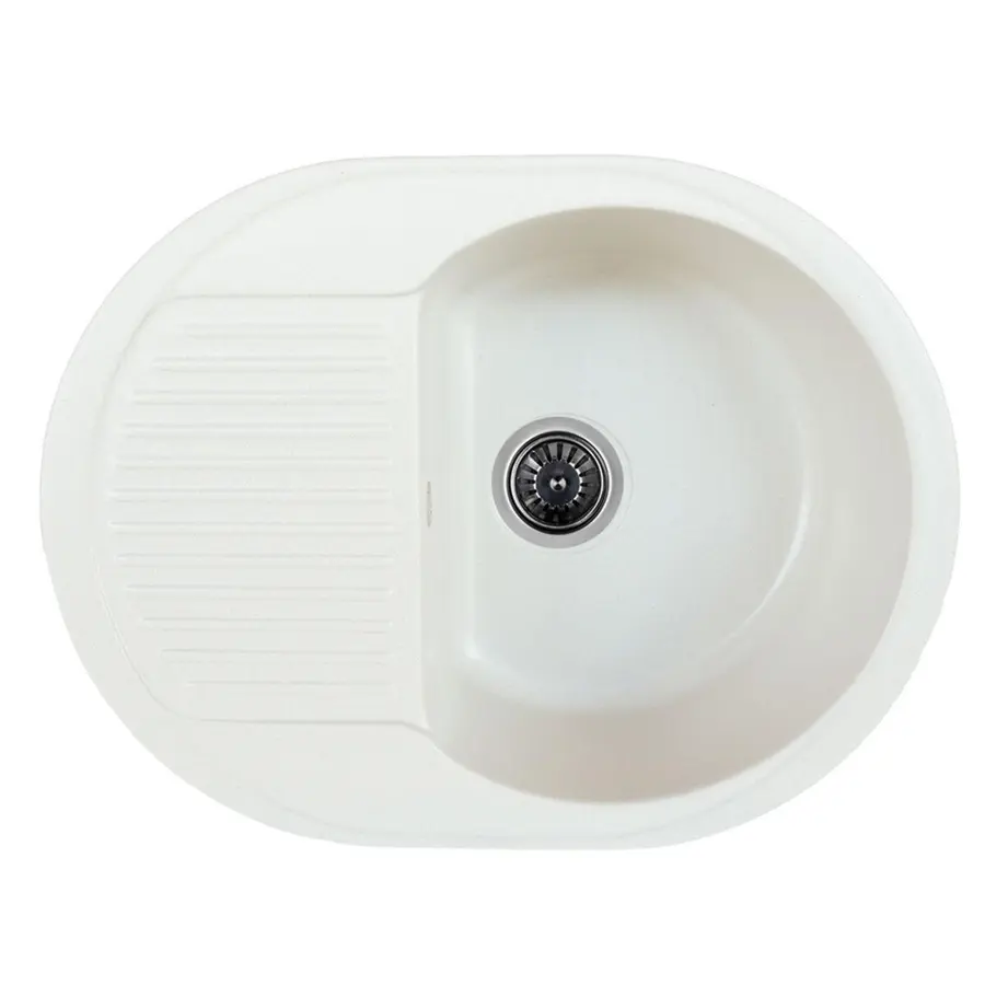 Гранитная мойка для кухни Platinum 620 мм х 180 мм х 470 мм BORA глянец белоснежная