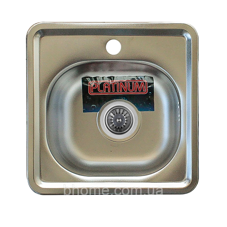 Кухонна мийка Platinum з нержавіючої сталі 380 мм х 160 мм х 380 мм декор 0.6 мм з сифоном