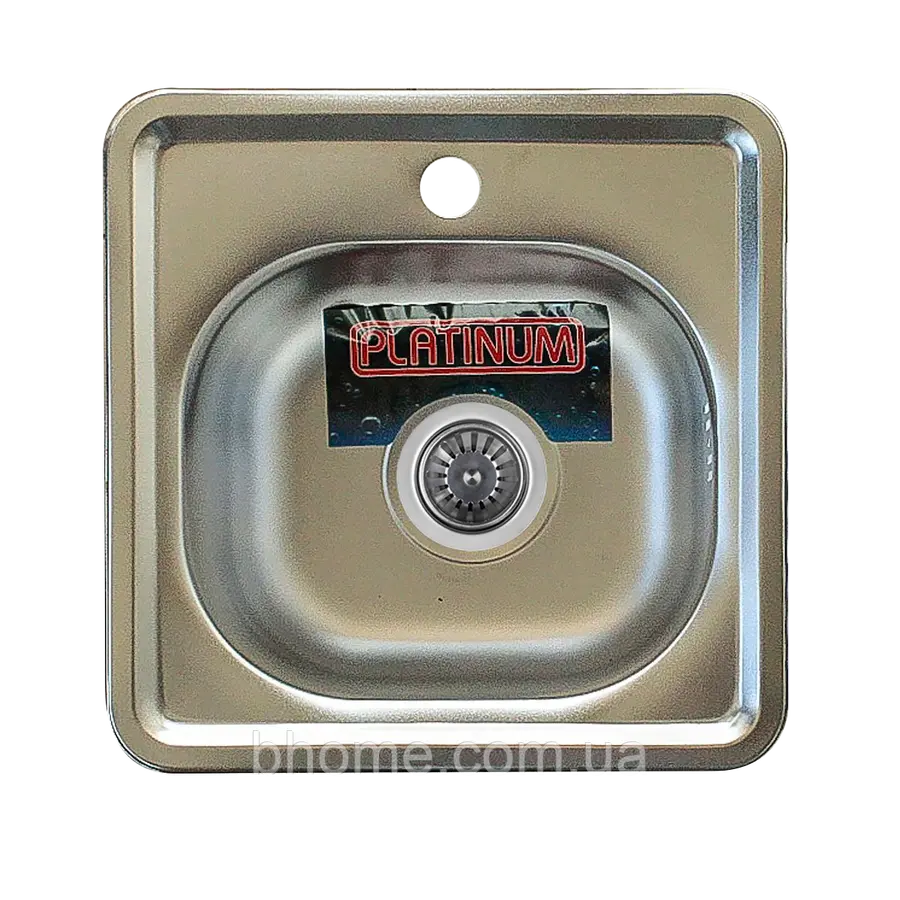 Кухонна мийка Platinum з нержавіючої сталі 380 мм х 160 мм х 380 мм декор 0.6 мм з сифоном