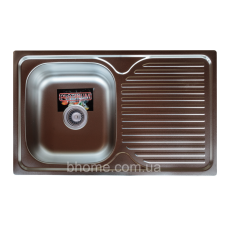 Кухонная мойка Platinum 780 мм х 480 мм полировка 0.8 мм прямоугольная с сифоном