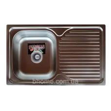 Кухонная мойка Platinum 780 мм х 480 мм полировка 0.8 мм прямоугольная с сифоном