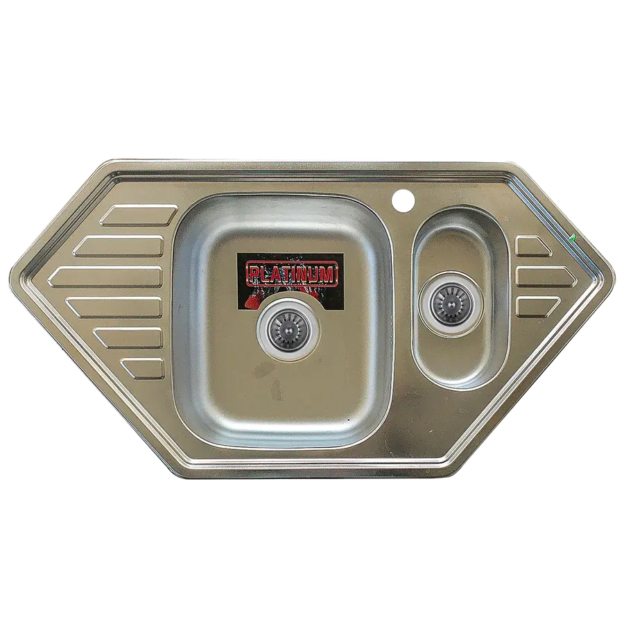 Кухонна мийка з нержавіючої сталі Platinum 9550D ДЕКОР 0,8 / 180