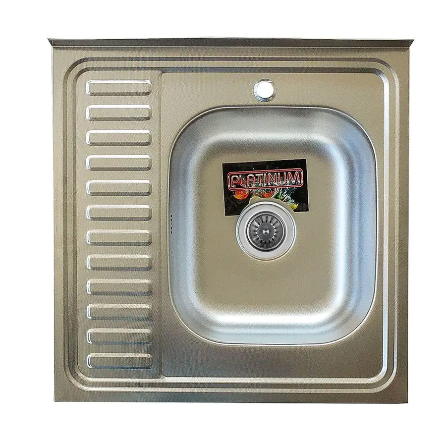 Кухонна мийка з нержавіючої сталі Platinum 6060 L ДЕКОР 0,7 / 160