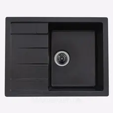Гранітна мийка для кухні Platinum 6550 LOTOS глянець Чорна GOLD