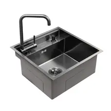 Кухонная скрытая мойка Platinum Handmade PVD черная 50 * 50/220 смеситель в комплекте
