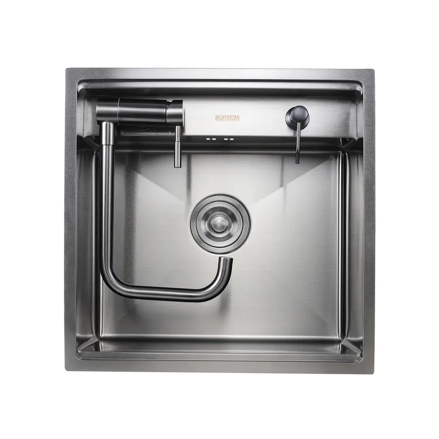Кухонная скрытая мойка Platinum Handmade PVD черная 50 * 50/220 смеситель в комплекте