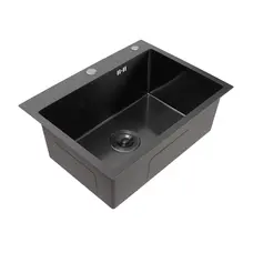 Кухонная мойка Platinum Handmade PVD черная 60 * 45/220 3,0 / 1,5 мм корзина и дозатор в комплекте
