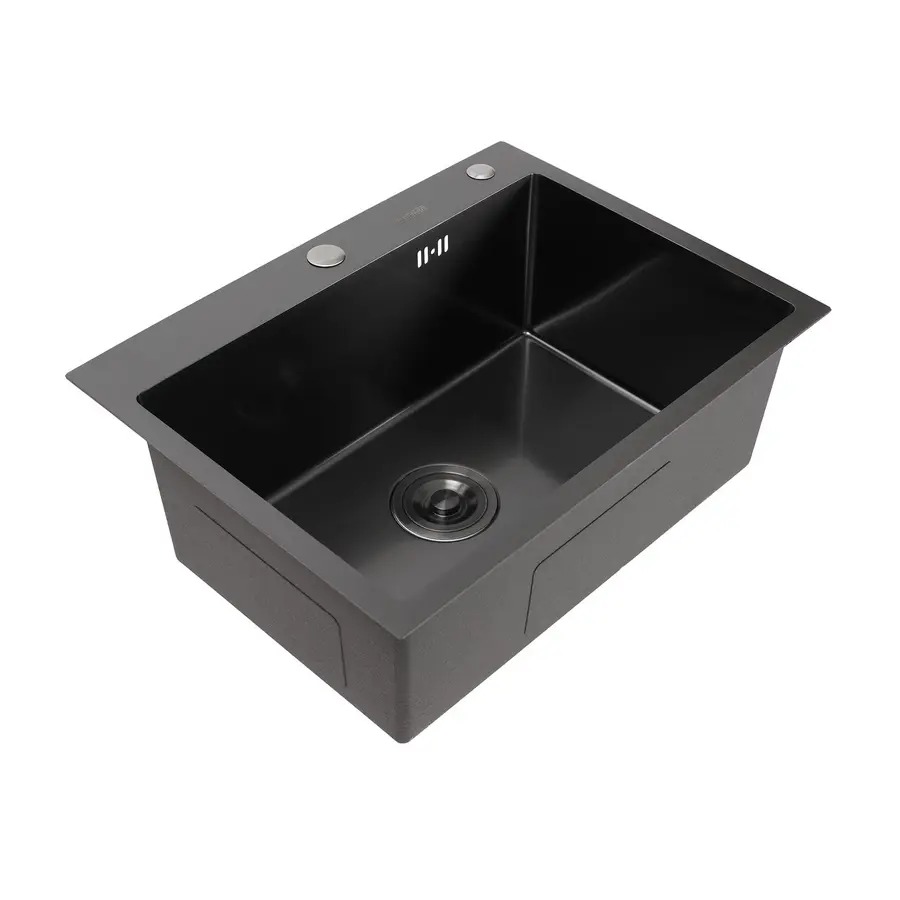 Кухонная мойка Platinum Handmade PVD черная 60 * 45/220 3,0 / 1,5 мм корзина и дозатор в комплекте