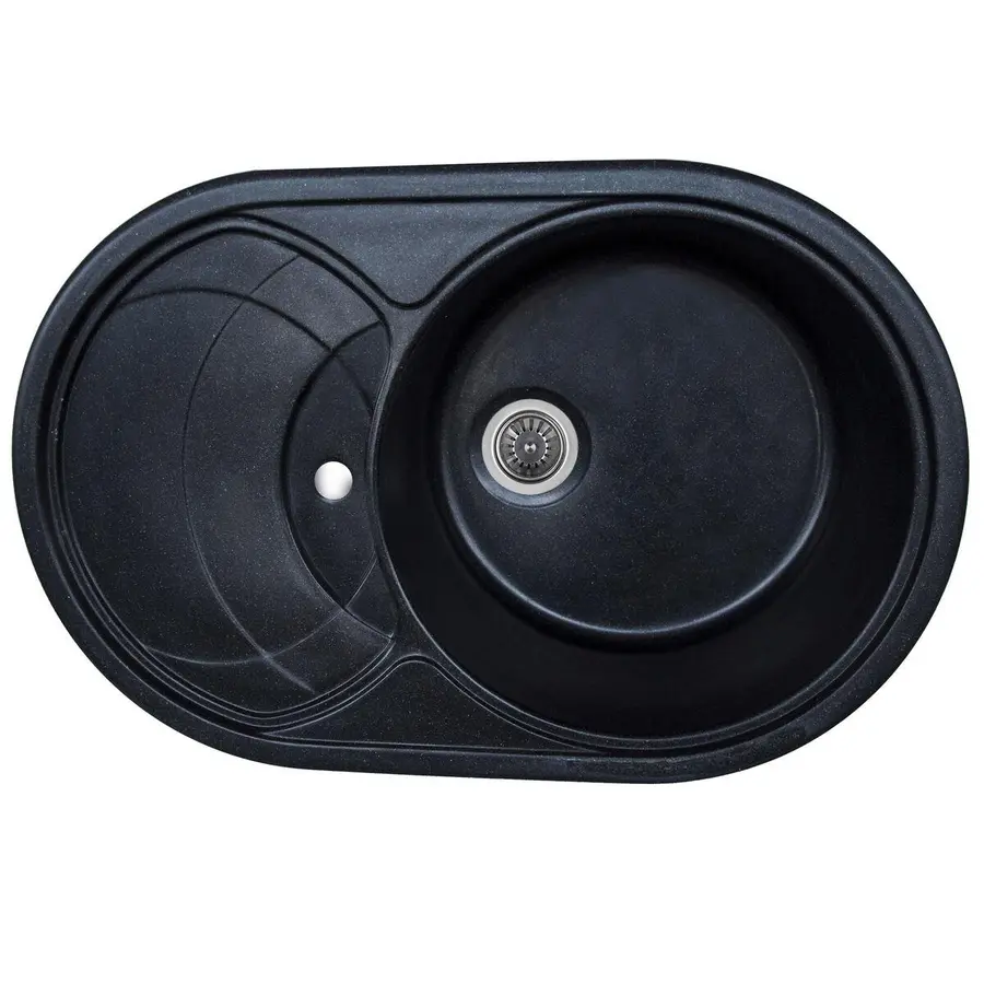 Гранитная мойка для кухни Platinum 7750 GAZZO глянец Черный металлик