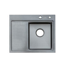 Кухонная мойка Platinum Handmade PVD черная 58 * 48/220 R 3,0 / 1,5 мм корзина и дозатор в комплекте