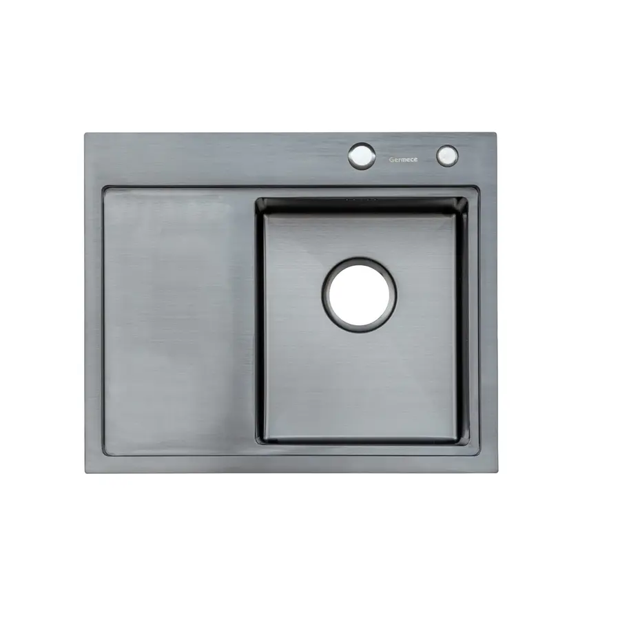 Кухонная мойка Platinum Handmade PVD черная 58 * 48/220 R 3,0 / 1,5 мм корзина и дозатор в комплекте