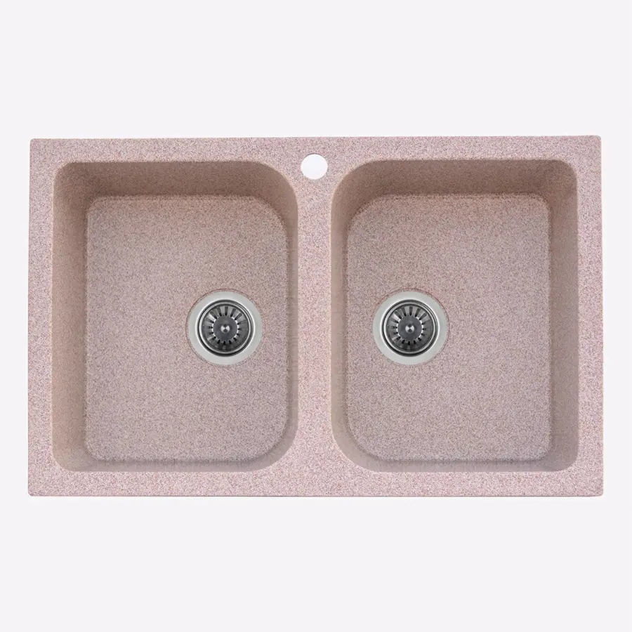 Гранітна мийка для кухні Platinum 7648W TWIN глянець карамель