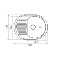 Гранитная мойка для кухни Platinum 6247 BORA глянец Графит