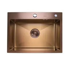 Кухонная мойка Platinum Handmade PVD медная 60 * 45/220 3,0 / 1,5 мм корзина и дозатор в комплекте