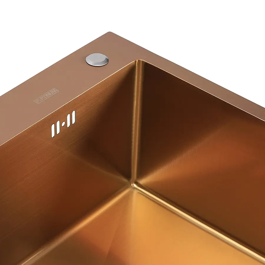 Кухонная мойка Platinum Handmade PVD мідна 60 * 45/220 3,0 / 1,5 мм корзина и дозатор в комплекте