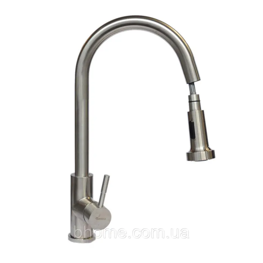 Кухонний змішувач з висувним виливом Platinum 6045 BW