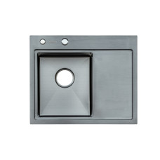 Кухонная мойка Platinum Handmade PVD черная 58 * 48/220 3,0 / 1,5 мм корзина и дозатор в комплекте