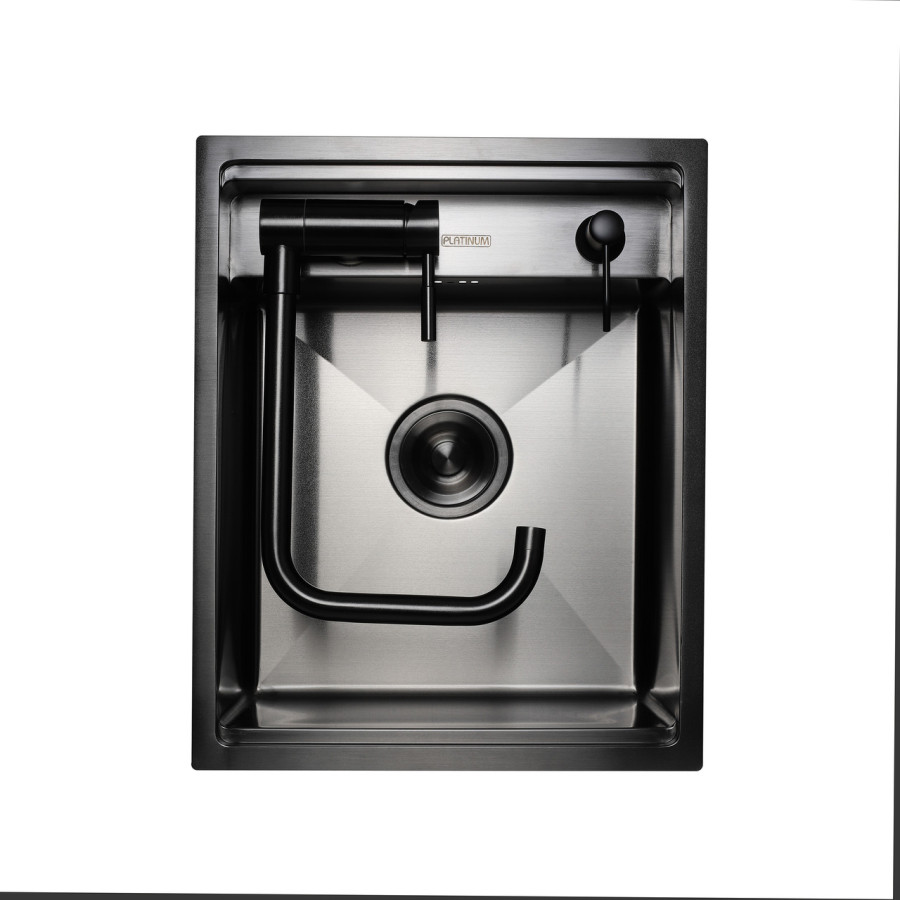 Кухонная скрытая мойка Platinum Handmade PVD черная 40 * 50/220 смеситель в комплекте